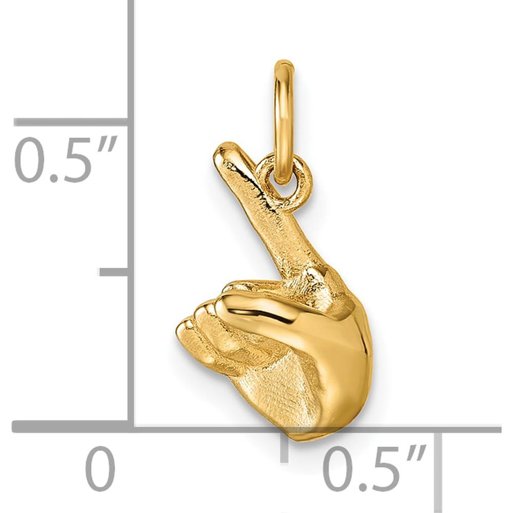 14K Yellow Gold 3D American Sign Language "Z" Hand Gesture Pendant by Oro Pregiato