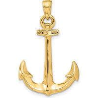 14K Yellow Gold 3D Anchor Pendant - Solid Casted Design 34mm x 21mm by Oro Pregiato