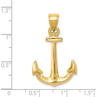 14K Yellow Gold 3D Anchor Pendant - Solid Casted Design 34mm x 21mm by Oro Pregiato