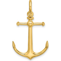14K Yellow Gold 3D Anchor Pendant with Polished Finish and Shackle Bail by Oro Pregiato