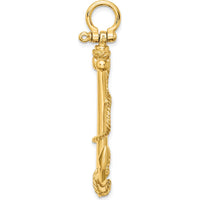 14K Yellow Gold 3D Anchor Pendant with Polished Rope Detail - 48mm by Oro Pregiato