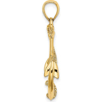 14K Yellow Gold 3D Anchor Pendant with Textured Rope Design by Oro Pregiato
