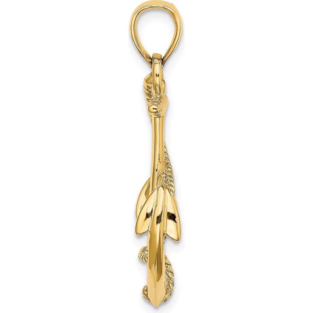 14K Yellow Gold 3D Anchor Pendant with Textured Rope Design by Oro Pregiato