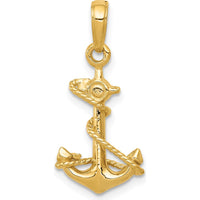 14K Yellow Gold 3D Anchor with Rope Pendant by Oro Pregiato