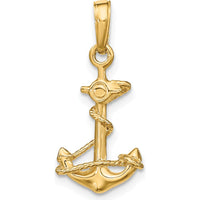 14K Yellow Gold 3D Anchor with Rope Pendant by Oro Pregiato