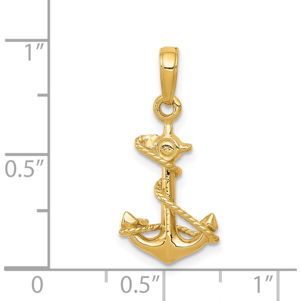 14K Yellow Gold 3D Anchor with Rope Pendant by Oro Pregiato