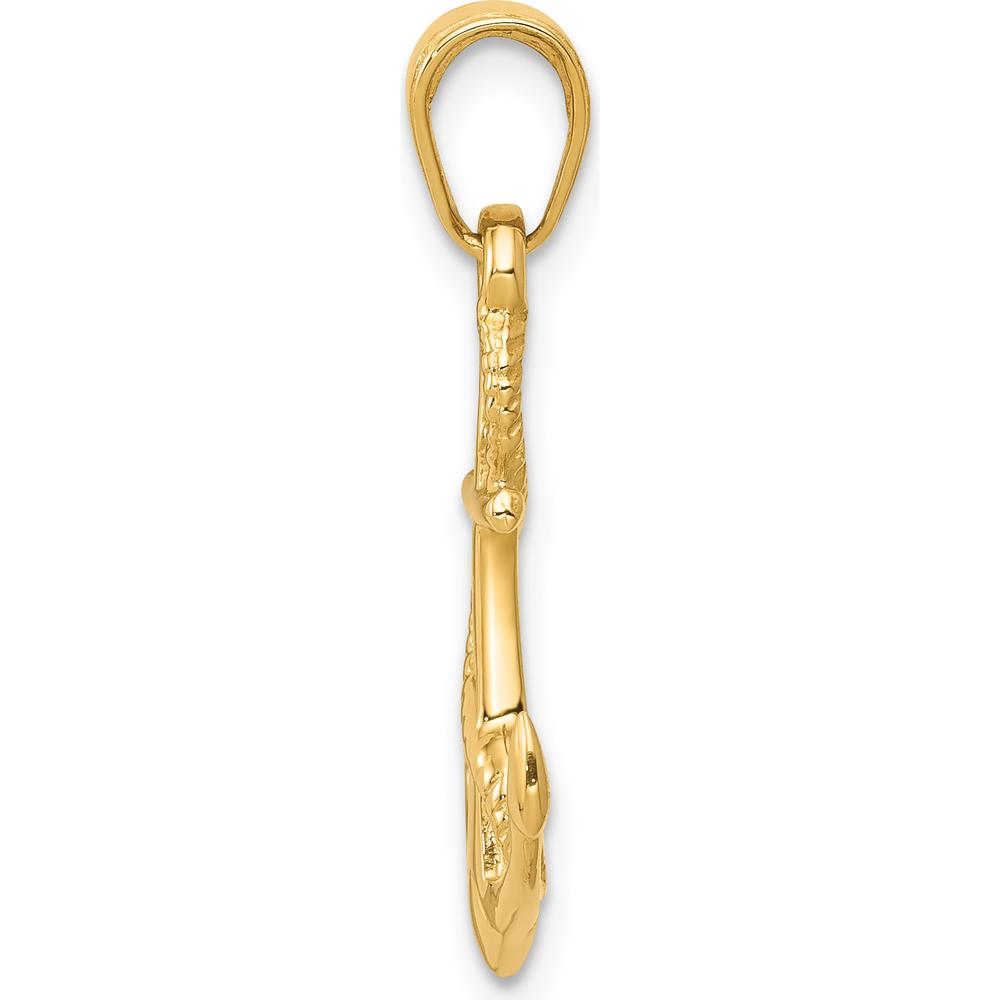 14K Yellow Gold 3D Anchor with Rope Pendant - Polished Design by Oro Pregiato