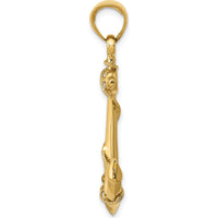14K Yellow Gold 3D Anchor with Rope Pendant - Solid Cast Design by Oro Pregiato
