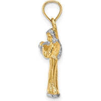 14K Yellow Gold 3D Angel Playing Flute Charm with White Rhodium Accents by Oro Pregiato