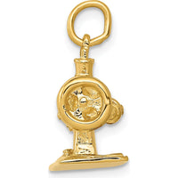 14K Yellow Gold 3D Antique Sewing Machine Charm - 19mm