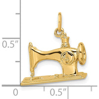 14K Yellow Gold 3D Antique Sewing Machine Charm - 19mm