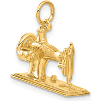 14K Yellow Gold 3D Antique Sewing Machine Charm - 19mm