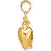 14K Yellow Gold 3D Apple with Stem and Leaf Charm - Polished Finish by Oro Pregiato