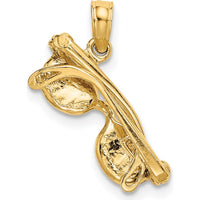 14K Yellow Gold 3D Aqua Enameled Sunglasses Pendant - Playful Summer Charm by Oro Pregiato