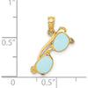 14K Yellow Gold 3D Aqua Enameled Sunglasses Pendant - Playful Summer Charm by Oro Pregiato