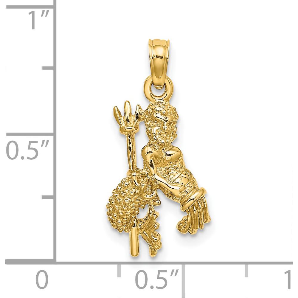 14K Yellow Gold 3D Aquarius Zodiac Pendant Charm - Polished Finish by Oro Pregiato