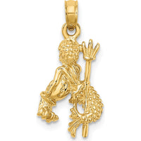 14K Yellow Gold 3D Aquarius Zodiac Pendant Charm - Polished Finish by Oro Pregiato