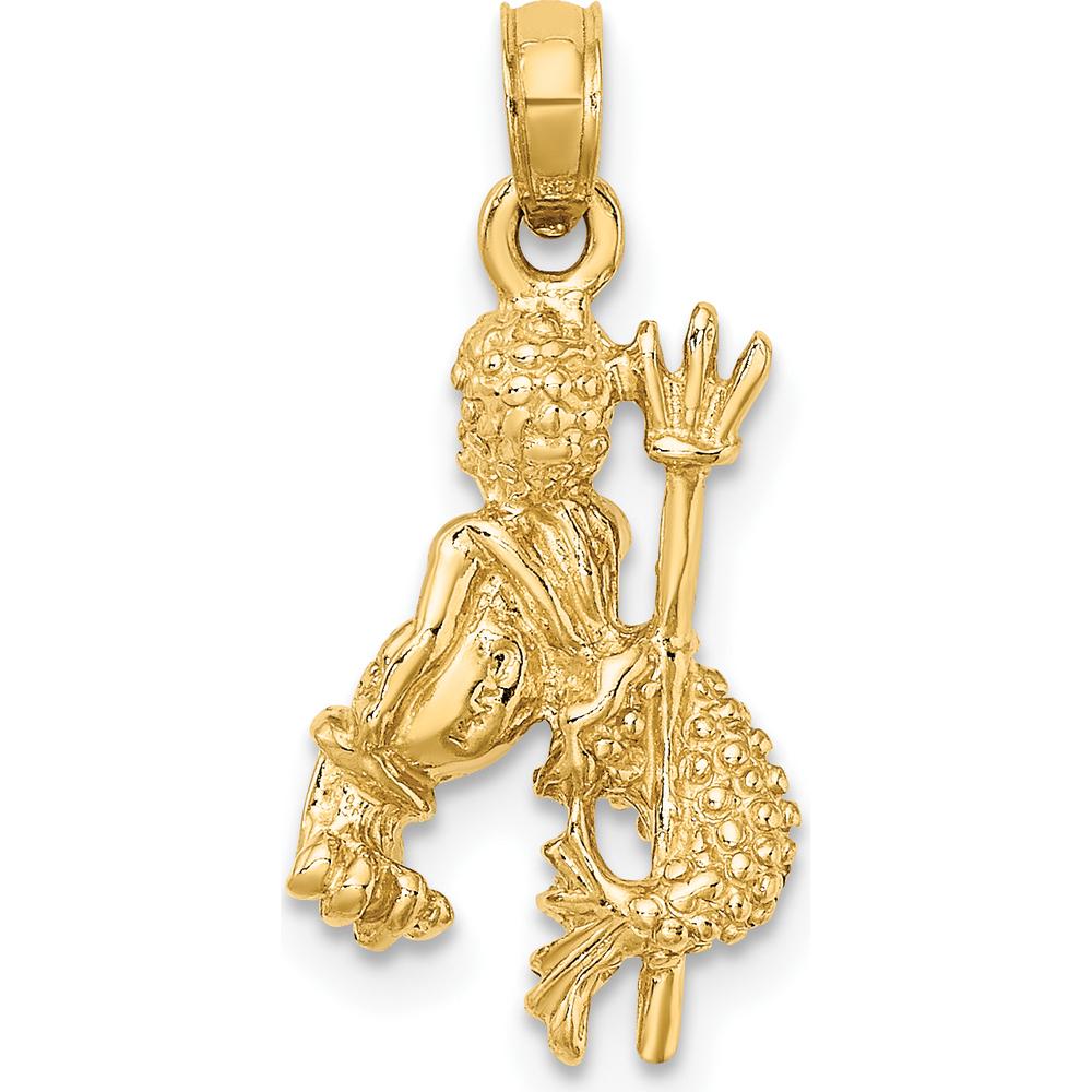 14K Yellow Gold 3D Aquarius Zodiac Pendant Charm - Polished Finish by Oro Pregiato