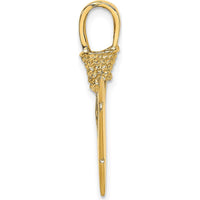 14K Yellow Gold 3D Arrowhead Charm Pendant - Textured Design by Oro Pregiato