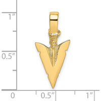 14K Yellow Gold 3D Arrowhead Charm Pendant - Textured Design by Oro Pregiato