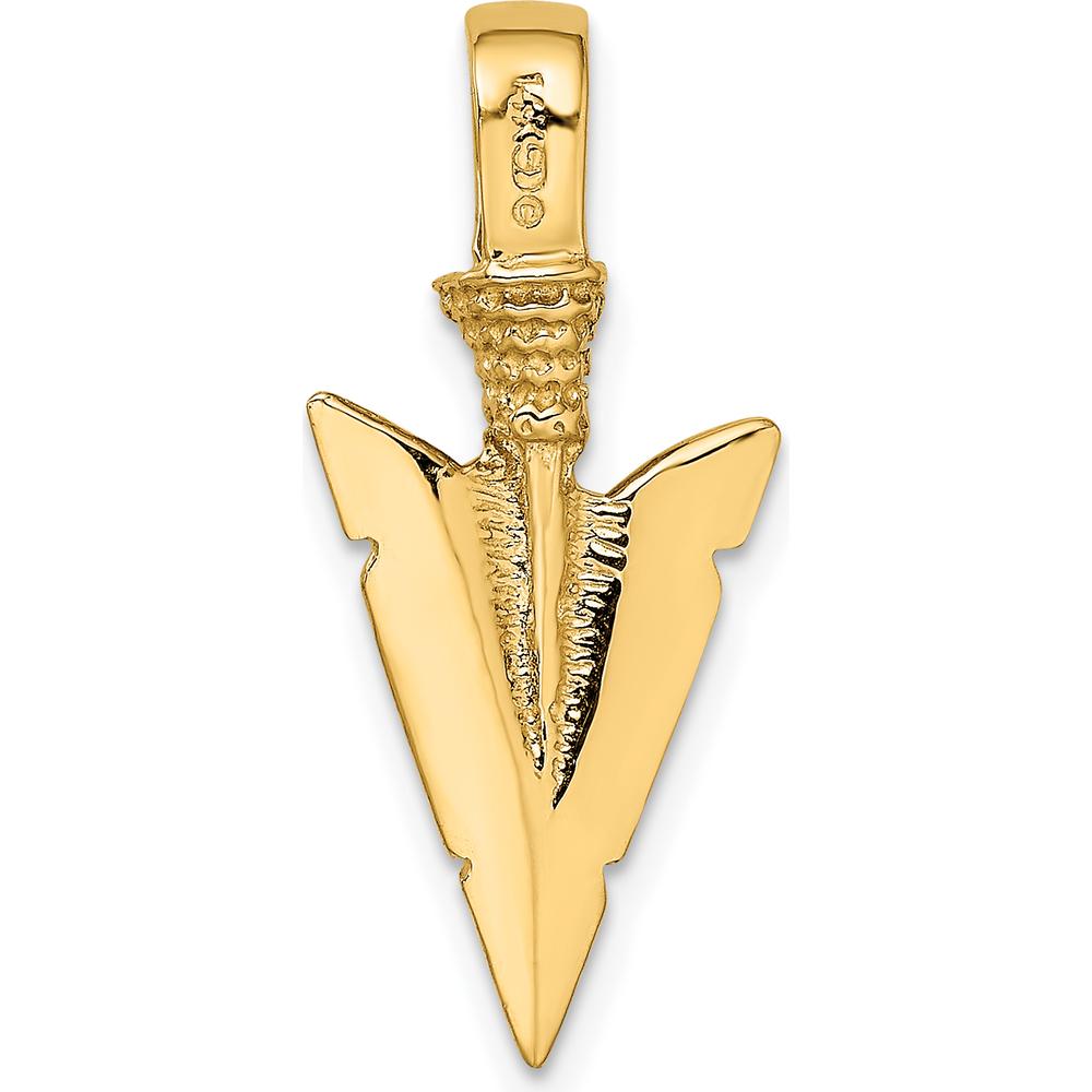 14K Yellow Gold 3D Arrowhead Charm Pendant - Textured Design by Oro Pregiato