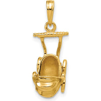 14K Yellow Gold 3D Baby Carriage Charm Pendant - Timeless Newborn Keepsake by Oro Pregiato