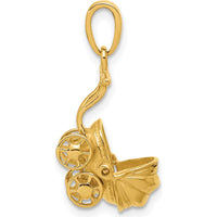 14K Yellow Gold 3D Baby Carriage Charm Pendant - Timeless Newborn Keepsake by Oro Pregiato