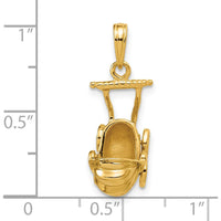 14K Yellow Gold 3D Baby Carriage Charm Pendant - Timeless Newborn Keepsake by Oro Pregiato