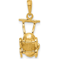 14K Yellow Gold 3D Baby Carriage Charm Pendant - Timeless Newborn Keepsake by Oro Pregiato