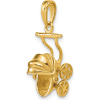 14K Yellow Gold 3D Baby Carriage Charm Pendant - Timeless Newborn Keepsake by Oro Pregiato
