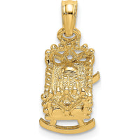 14K Yellow Gold 3D Baby Cradle Charm Pendant - Detailed 3D Design by Oro Pregiato