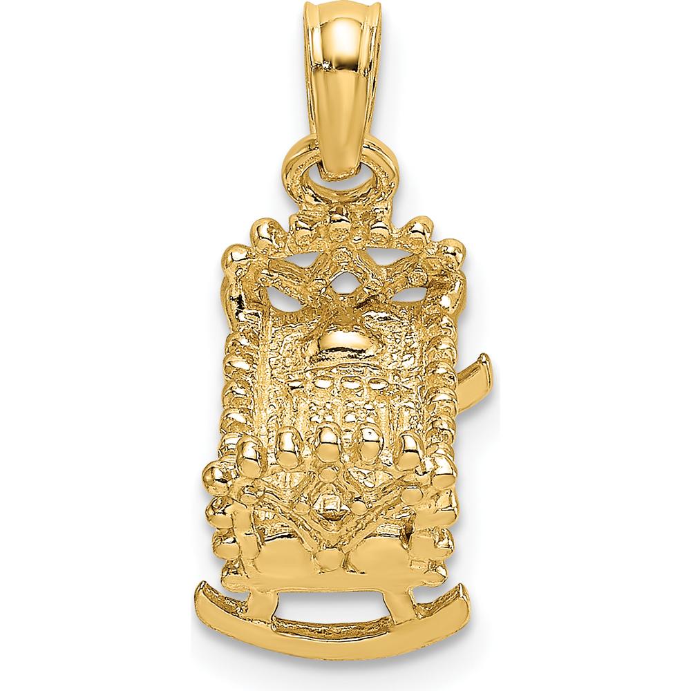 14K Yellow Gold 3D Baby Cradle Charm Pendant - Detailed 3D Design by Oro Pregiato