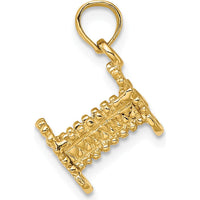 14K Yellow Gold 3D Baby Cradle Charm Pendant - Detailed 3D Design by Oro Pregiato