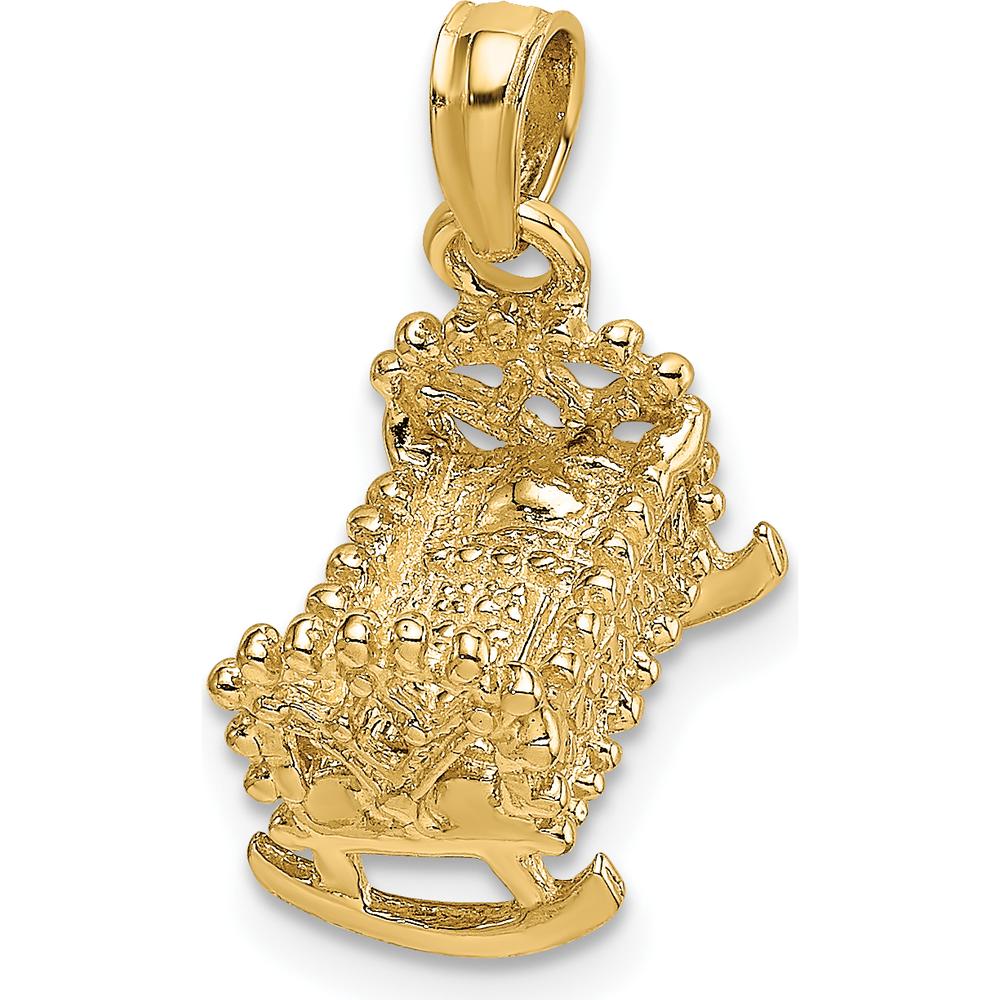 14K Yellow Gold 3D Baby Cradle Charm Pendant - Detailed 3D Design by Oro Pregiato