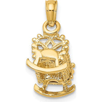 14K Yellow Gold 3D Baby Cradle Charm Pendant - Detailed 3D Design by Oro Pregiato