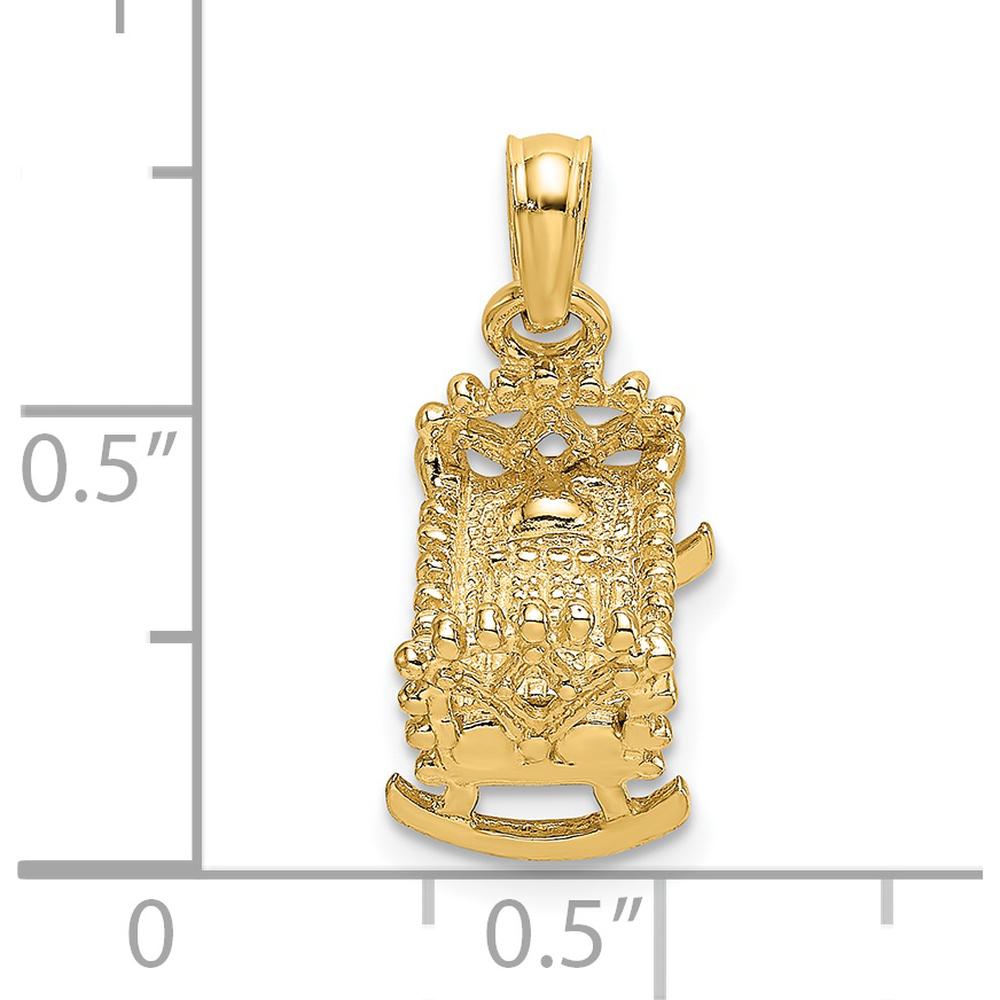 14K Yellow Gold 3D Baby Cradle Charm Pendant - Detailed 3D Design by Oro Pregiato