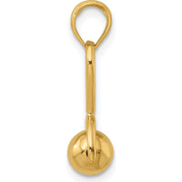 14K Yellow Gold 3D Baby Rattle Pendant with Movable Ball Charm by Oro Pregiato