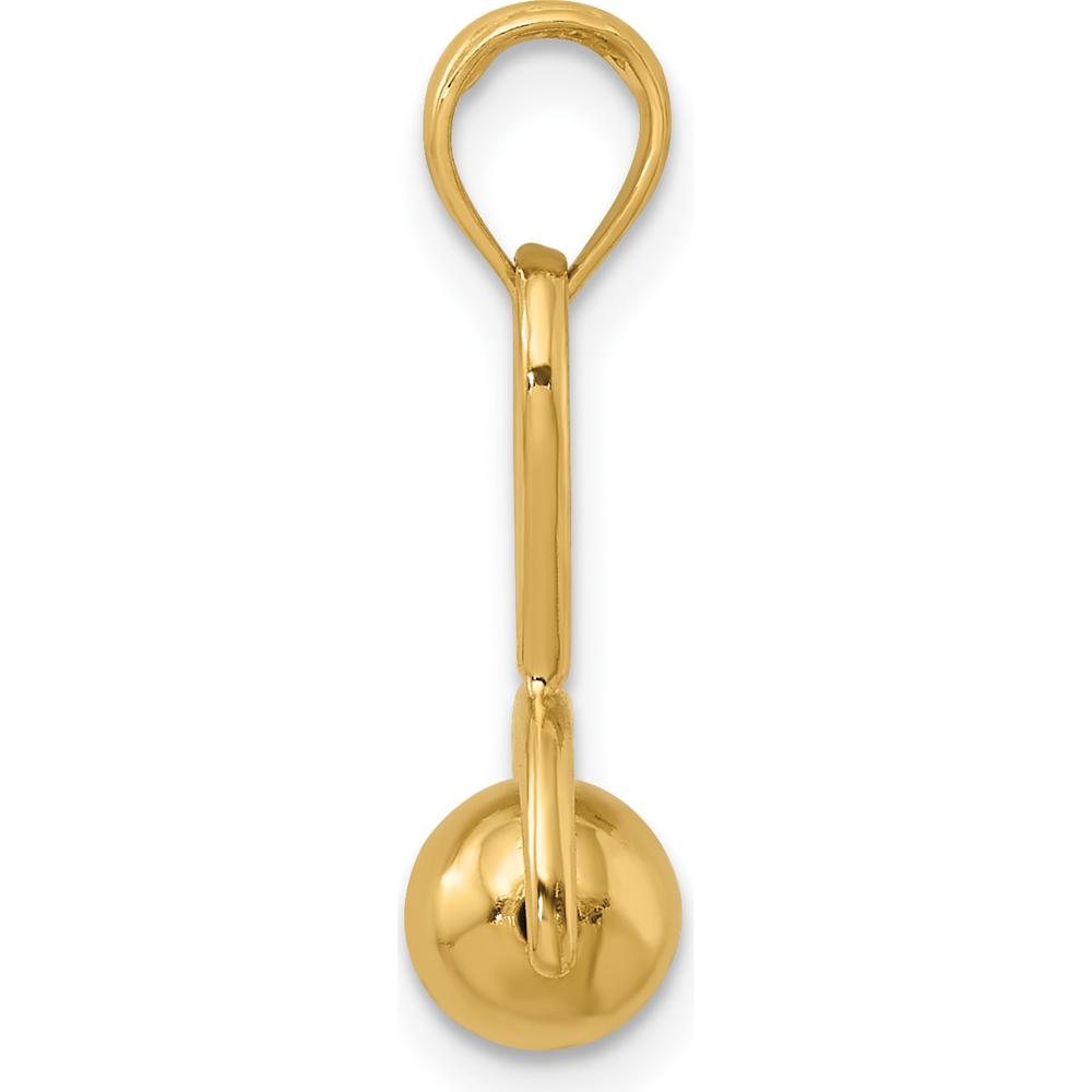 14K Yellow Gold 3D Baby Rattle Pendant with Movable Ball Charm by Oro Pregiato