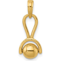14K Yellow Gold 3D Baby Rattle Pendant with Movable Ball Charm by Oro Pregiato