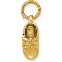 14K Yellow Gold 3D Baby Shoe Charm Pendant - Polished Finish 17mm Length