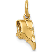 14K Yellow Gold 3D Baby Shoe Charm Pendant - Polished Finish 17mm Length
