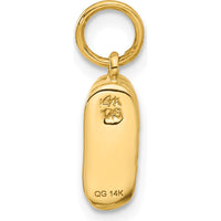 14K Yellow Gold 3D Baby Shoe Charm Pendant - Polished Finish 17mm Length