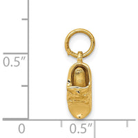 14K Yellow Gold 3D Baby Shoe Charm Pendant - Polished Finish 17mm Length