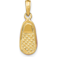 14K Yellow Gold 3D Baby Shoe Charm with Pink Enamel Finish by Oro Pregiato