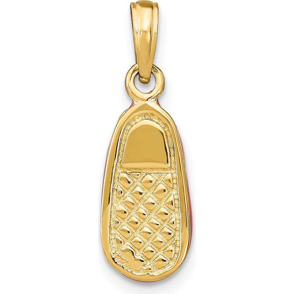 14K Yellow Gold 3D Baby Shoe Charm with Pink Enamel Finish by Oro Pregiato