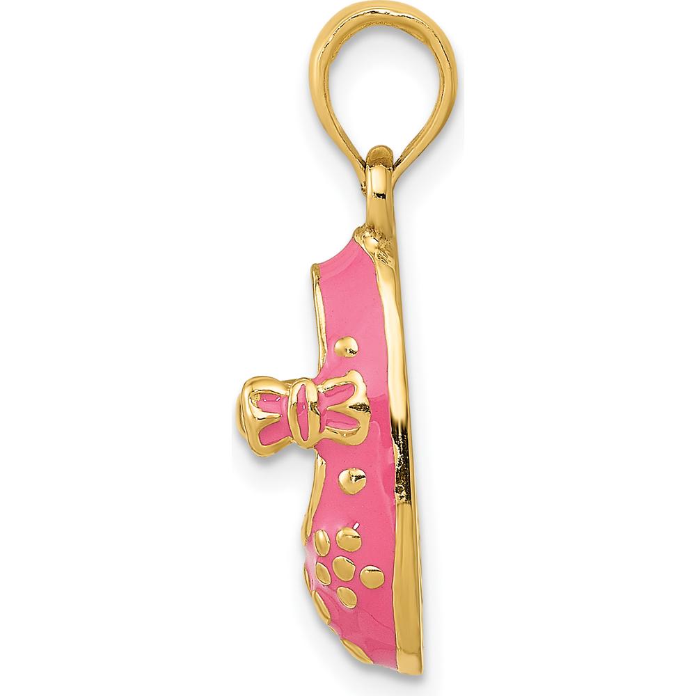 14K Yellow Gold 3D Baby Shoe Pendant with Pink Enamel Flowers - Timeless Keepsake Charm by Oro Pregiato