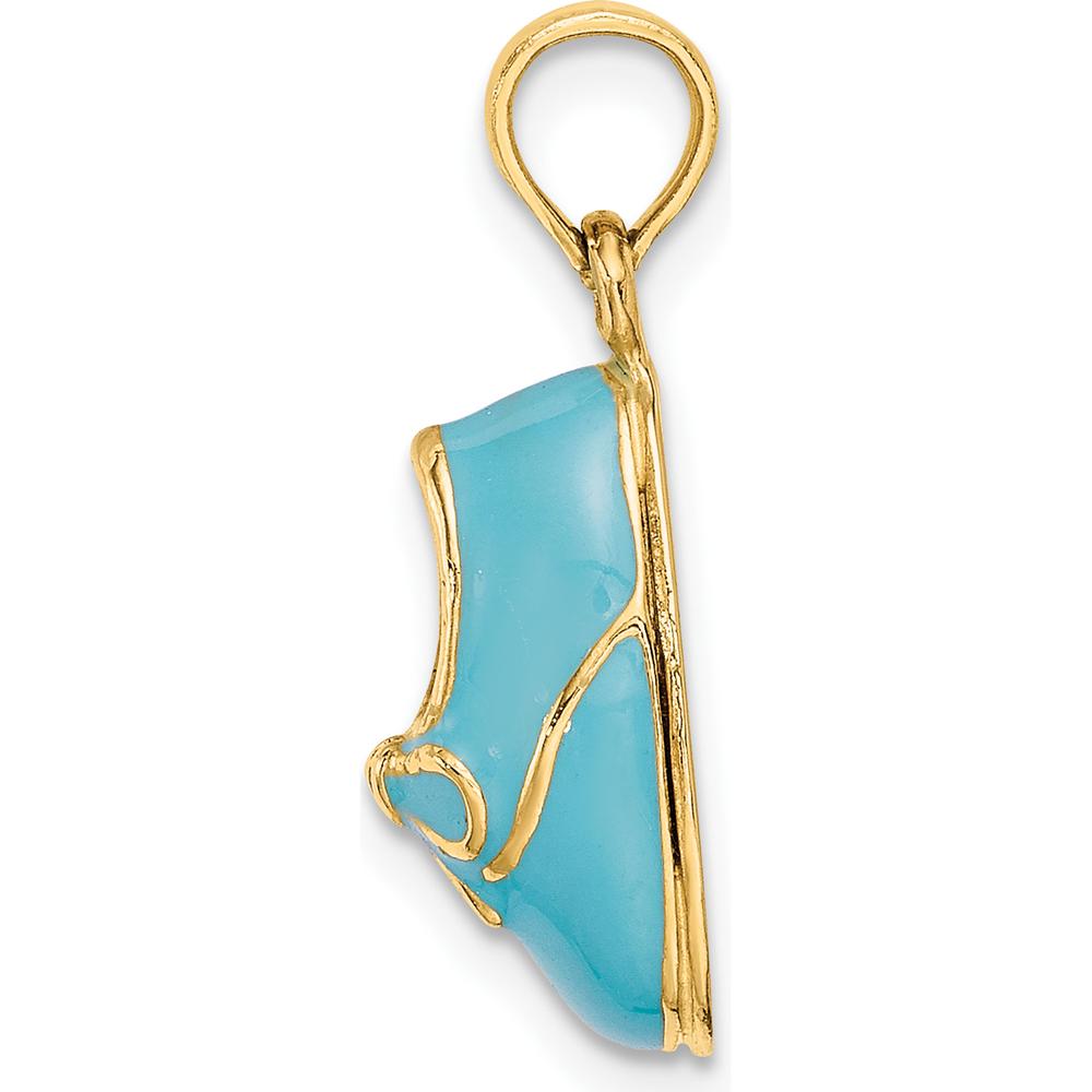 14K Yellow Gold 3D Baby Shoe with Bow Enamel Pendant - Polished Finish by Oro Pregiato