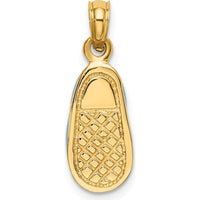 14K Yellow Gold 3D Baby Shoe with Bow Enamel Pendant - Polished Finish by Oro Pregiato