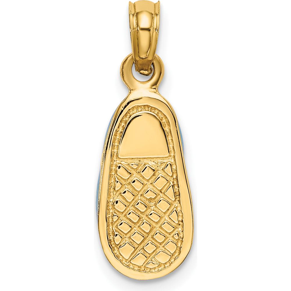 14K Yellow Gold 3D Baby Shoe with Bow Enamel Pendant - Polished Finish by Oro Pregiato
