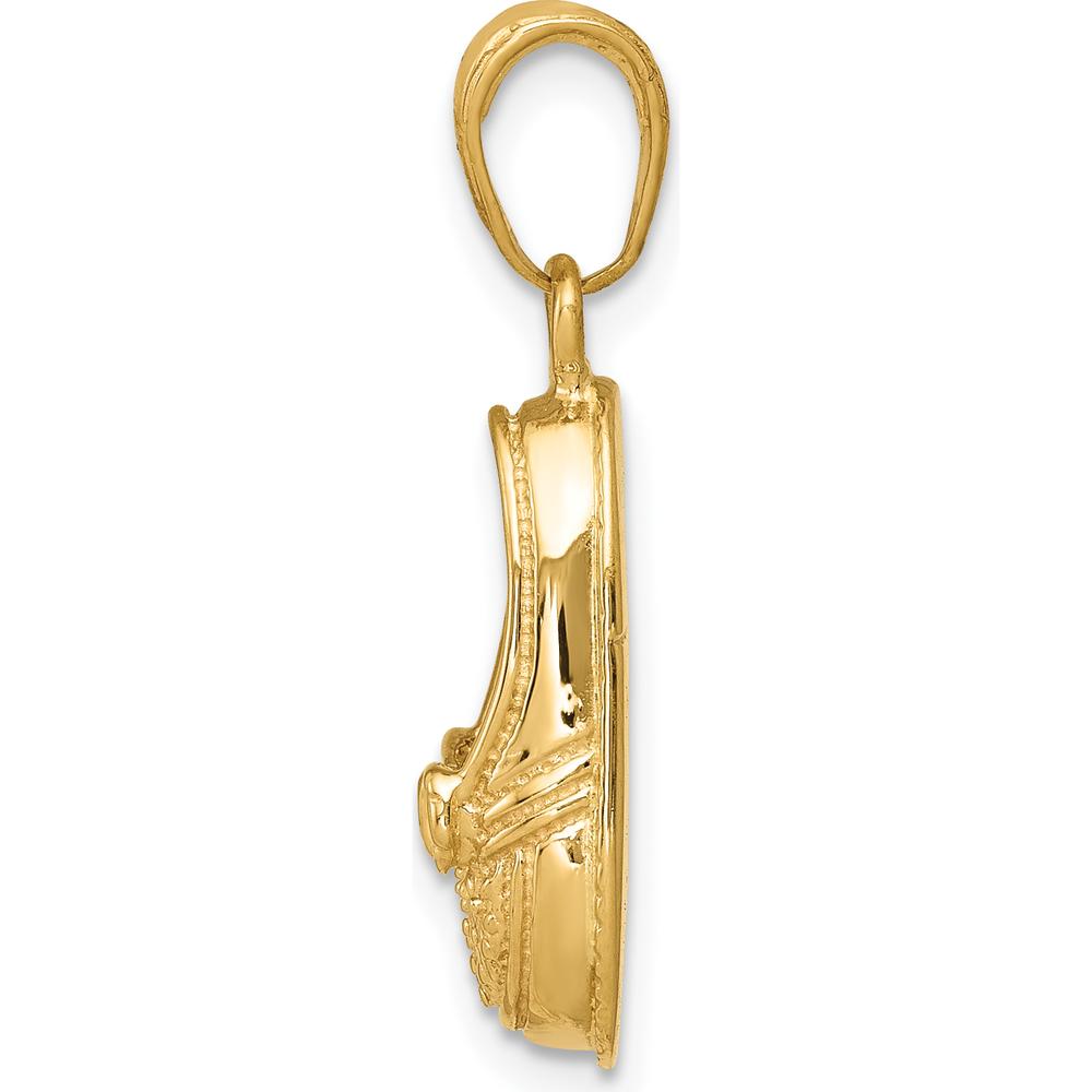 14K Yellow Gold 3D Baby Shoe with Bow Pendant - 24mm Length by Oro Pregiato